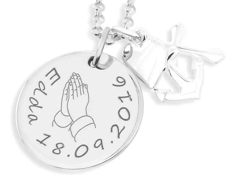 KETTE ZUR TAUFE GLAUBE LIEBE HOFFNUNG TAUFSCHMUCK PERSONALISIERT 925 SILBER