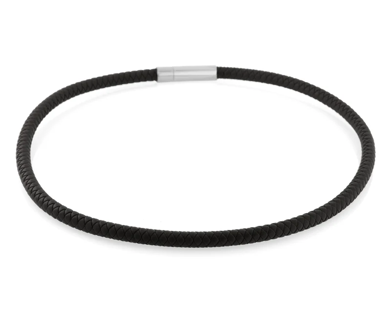 HALSKETTE 6mm HERREN SCHMUCK KAUTSCHUK SCHWARZ KETTE