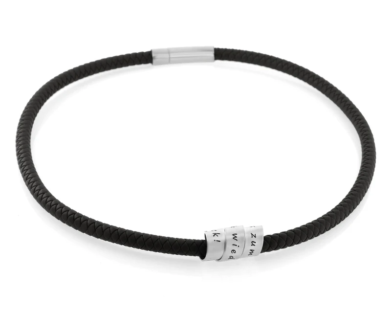 HERREN HALSKETTE SCHWARZ 925 SILBER GRAVUR HERRENSCHMUCK PERSONALISIERT MÄNNERSCHMUCK