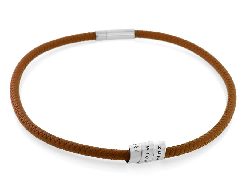 HERREN HALSKETTE BRAUN GRAVUR HERRENKETTE GESCHENK FREUND EHEMANN KETTE NAMEN