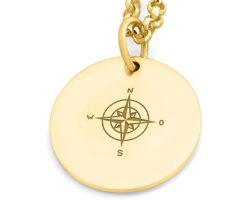 KETTE KOMPASS GOLD MARITIMER SCHMUCK DAMEN & HERREN HALSKETTE