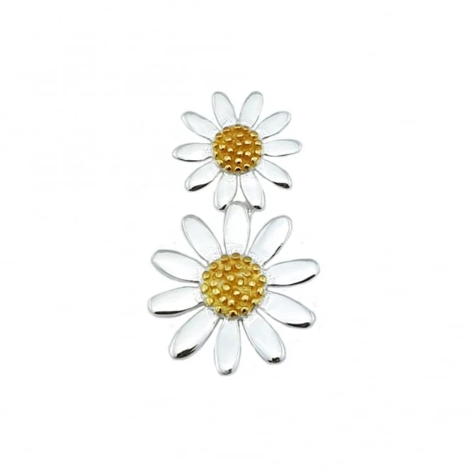 Silver & Gold Double Daisy Pendant Necklace