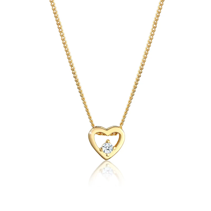 Halskette Herz Anhänger | Diamant (Weiß, 0,03 ct)