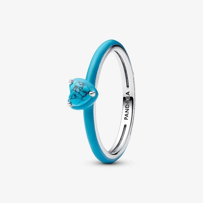 Turquoise Chakra Heart Ring, Size 60