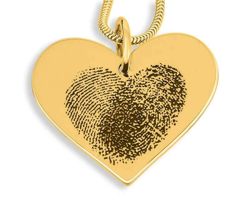 FINGERABDRUCK, KETTE MIT HERZANHÄNGER VERGOLDET, DAMENSCHMUCK MIT GRAVUR