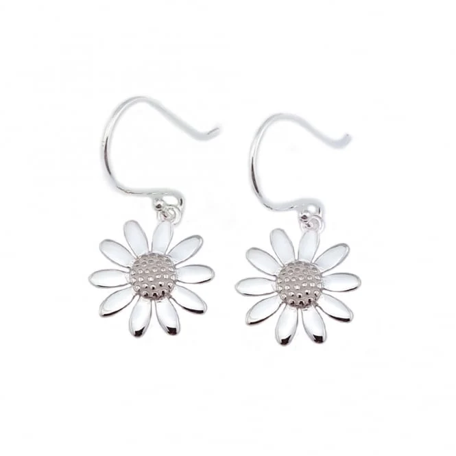 Silver Daisy Drop Earrings