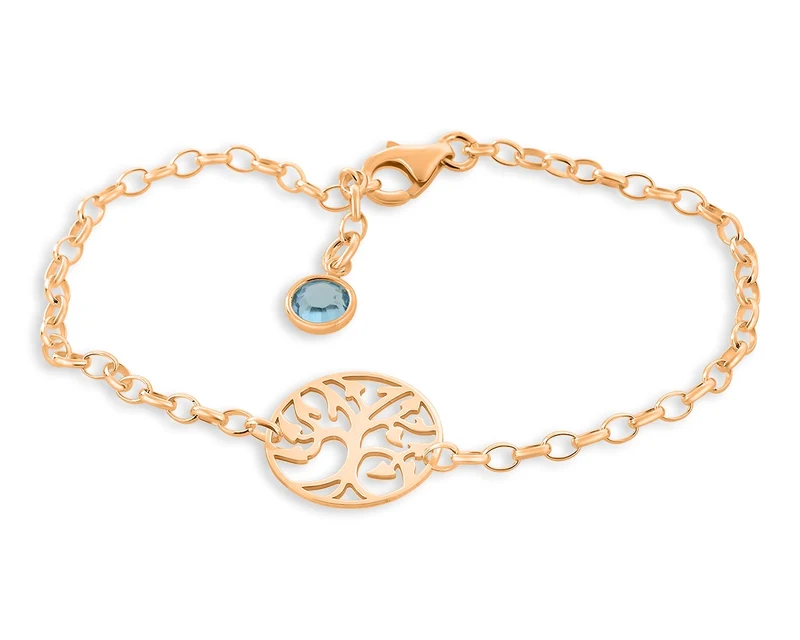 DAMENARMBAND ROSÉ VERGOLDET, GEBURTSSTEIN, GESCHENK, BAUM
