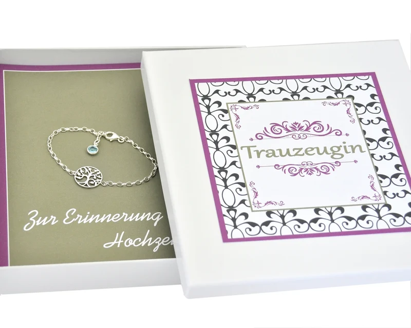 LEBENSBAUM ARMBAND DAMEN SILBERSCHMUCK GESCHENKSCHACHTEL PERSONALSIERT