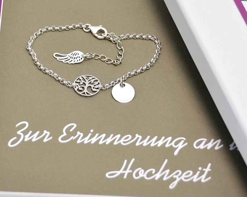 DAMENSCHMUCK MIT GRAVUR, BAUM DES LEBENS, GESCHENK ZUR HOCHZEIT
