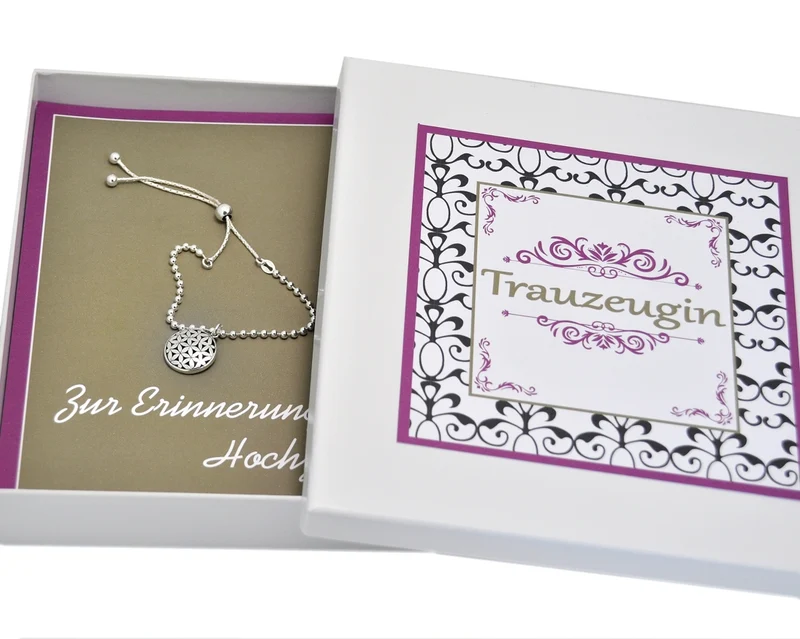 ARMBAND MIT LEBENSBLUME, 925 SILBER, PERSONALISIERTE GESCHENKSCHACHTEL,