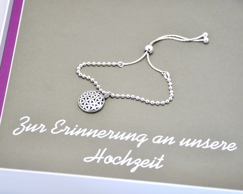 ARMBAND MIT LEBENSBLUME, 925 SILBER, PERSONALISIERTE GESCHENKSCHACHTEL,
