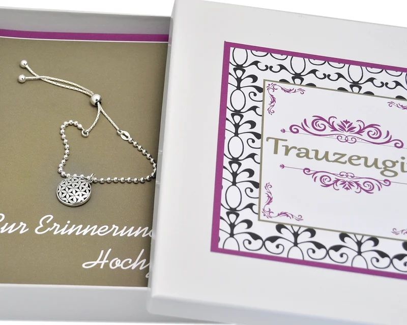 ARMBAND MIT LEBENSBLUME, 925 SILBER, PERSONALISIERTE GESCHENKSCHACHTEL,