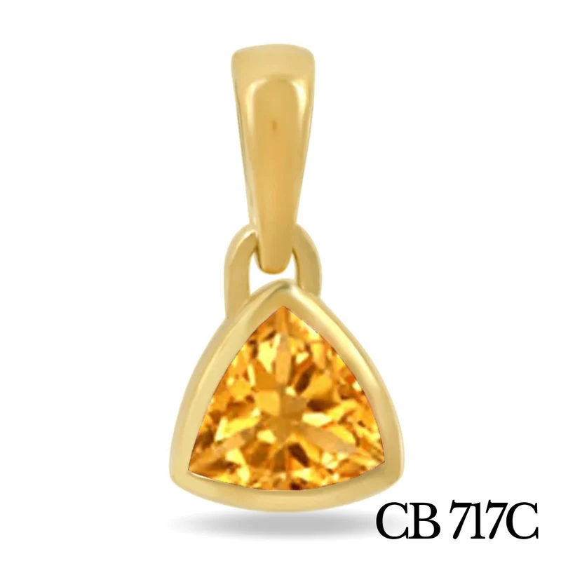 Trillon Citrin Solitär-Anhänger aus 925er Sterlingsilber mit Goldplattierung