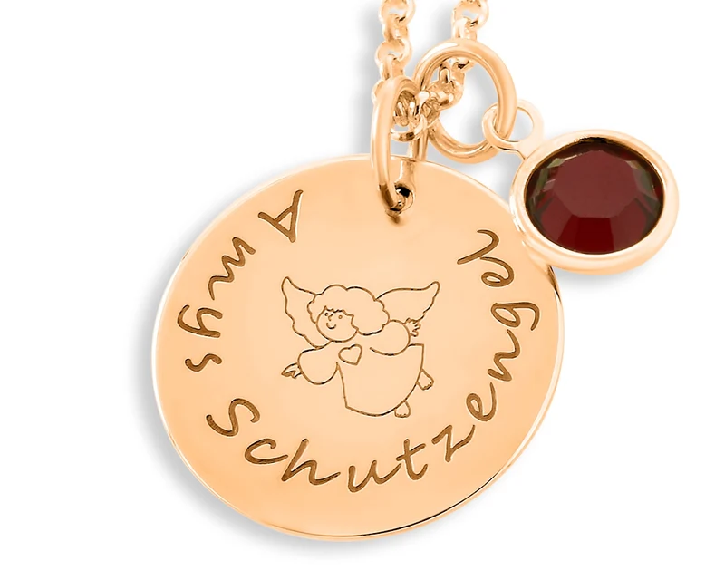 GESCHENK ZUR TAUFE, SCHMUCK MIT GRAVUR, ROSÉ VERGOLDET, GEBURTSSTEIN,