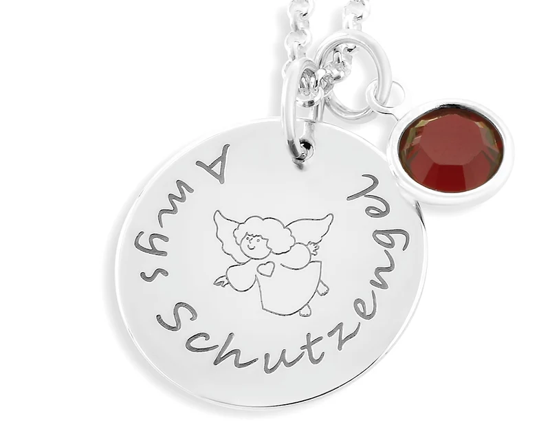 NAMENSSCHMUCK KINDER SILBERKETTE MIT ENGEL GEBURTSTEIN GESCHENK EINSCHULUNG