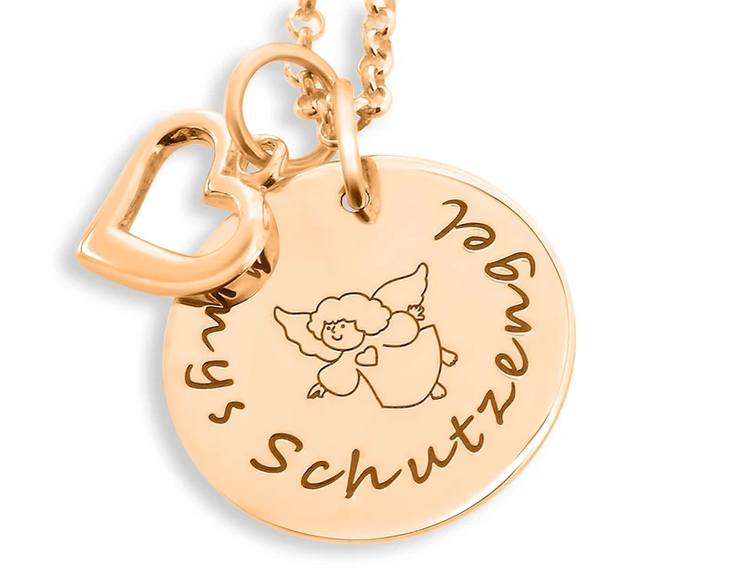 KETTE ROSÉ VERGOLDET, TAUFSCHMUCK MIT HERZ ANHÄNGER, GESCHENK PATENKIND