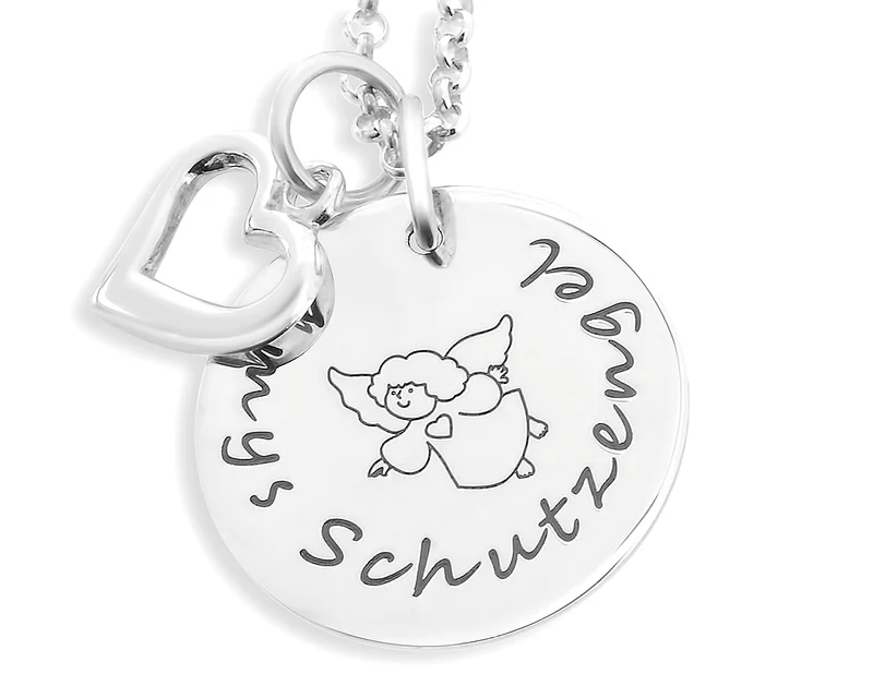 Schutzengel Halskette Mädchen 925 Silber Schmuck Kinderkette Name Engel Herz Einschulung