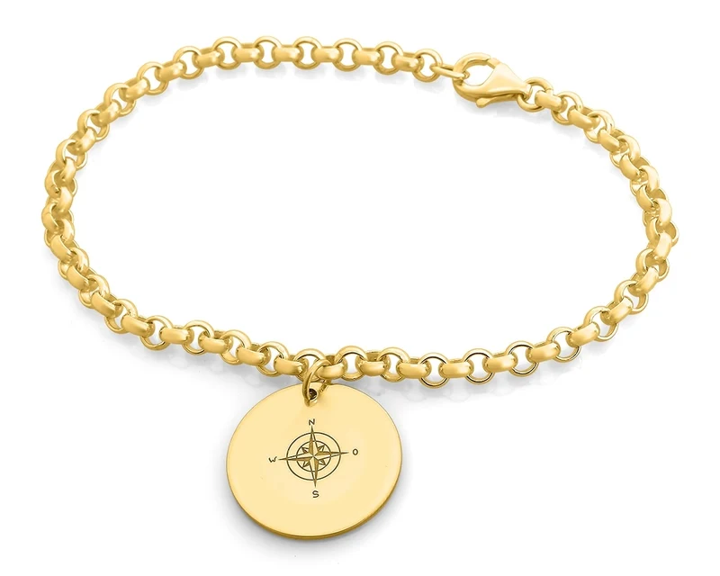 DAMEN ARMBAND GOLD ONLINE SCHMUCK FRAU DESIGNARMBAND KOMPASS SCHMUCK GRAVUR