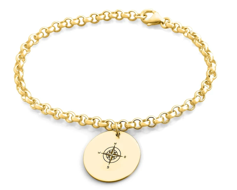 DAMEN ARMBAND GOLD ONLINE SCHMUCK FRAU DESIGNARMBAND KOMPASS SCHMUCK GRAVUR