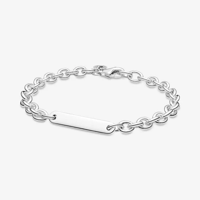 Engravable Silver Bar Link Bracelet, 16cm