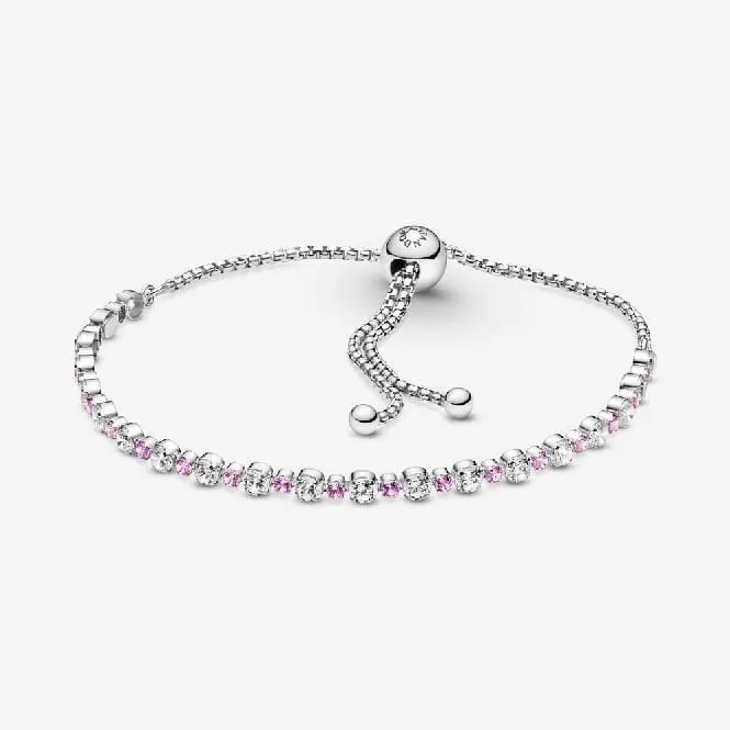 Pink & Clear Sparkle Slider Tennis Bracelet, 23cm
