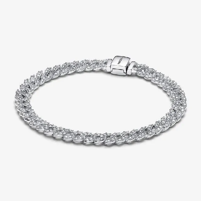Timeless Pave Cuban Chain Bracelet, 16cm