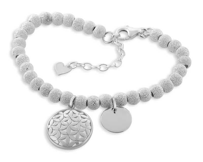 ARMBAND MIT GRAVUR, KUGELARMBAND, ANHÄNGER HERZ