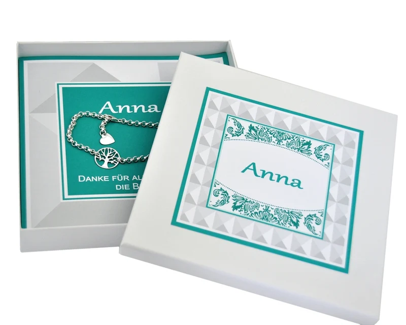 LEBENSBAUM, SILBER ARMBAND, GESCHENKSCHACHTEL, SILBERSCHMUCK,