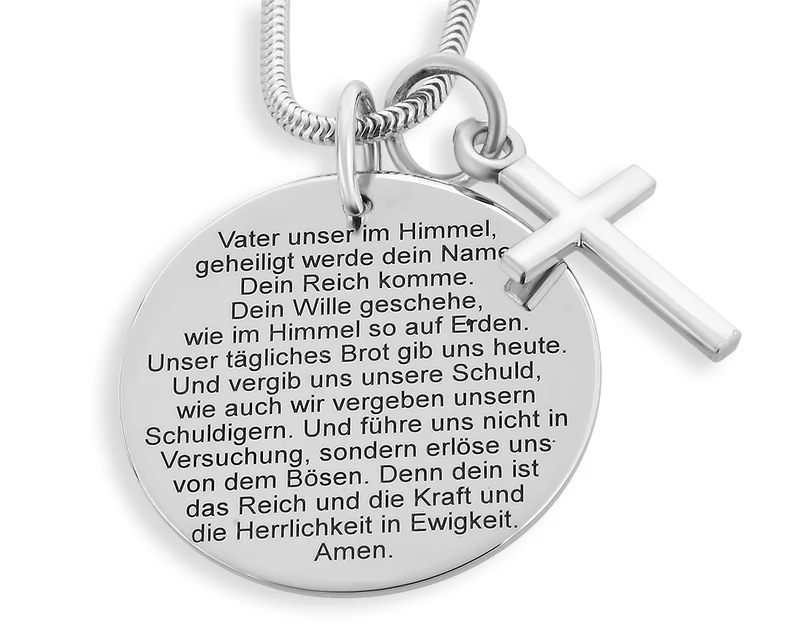 TAUFKETTE VATER UNSER HALSKETTE 925 SILBER KREUZ TAUFE GRAVUR TAUFSCHMUCK