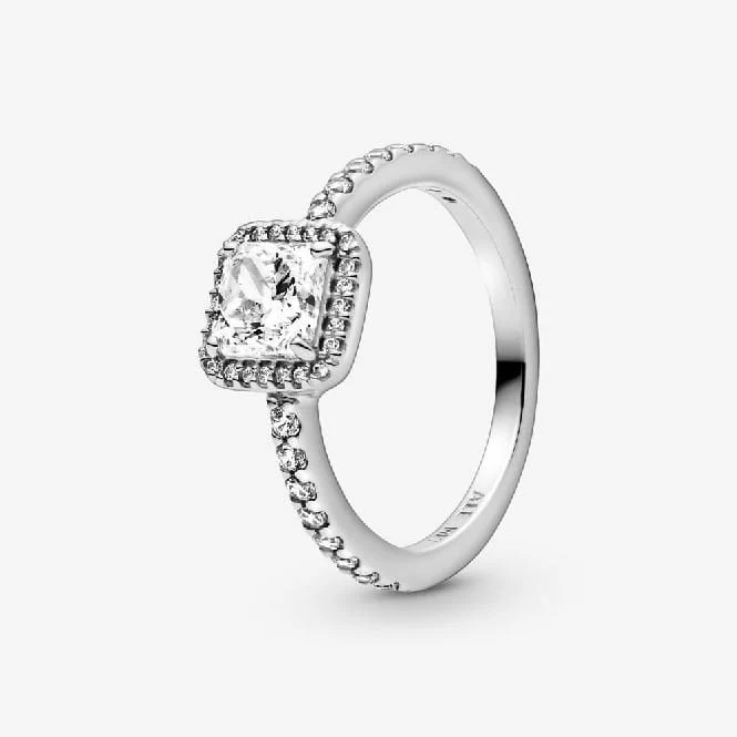 Square Sparkle Halo Ring, Size 64