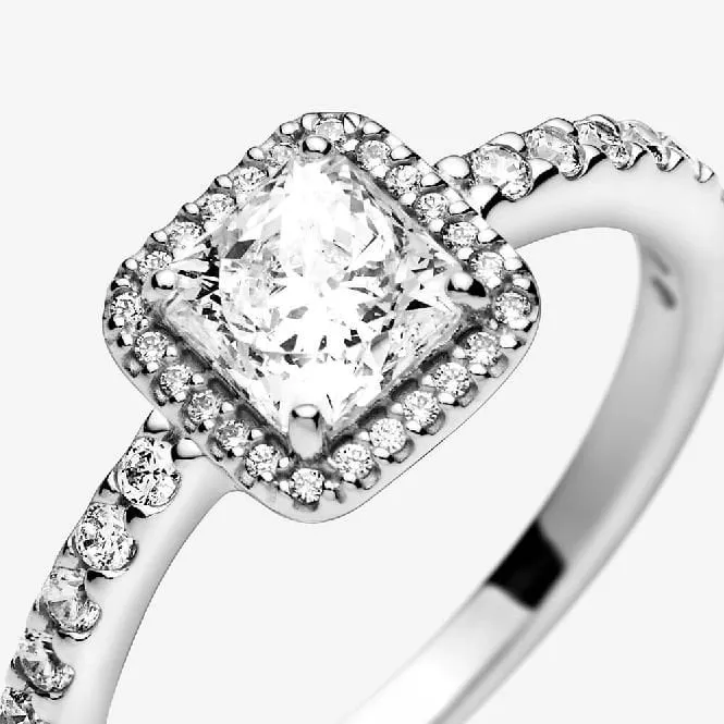 Square Sparkle Halo Ring, Size 62