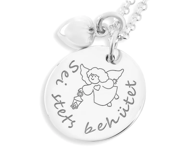 KETTE MIT HERZ ANHÄNGER, GRAVURSCHMUCK, GESCHENK ZUR GEBURT, TAUFE