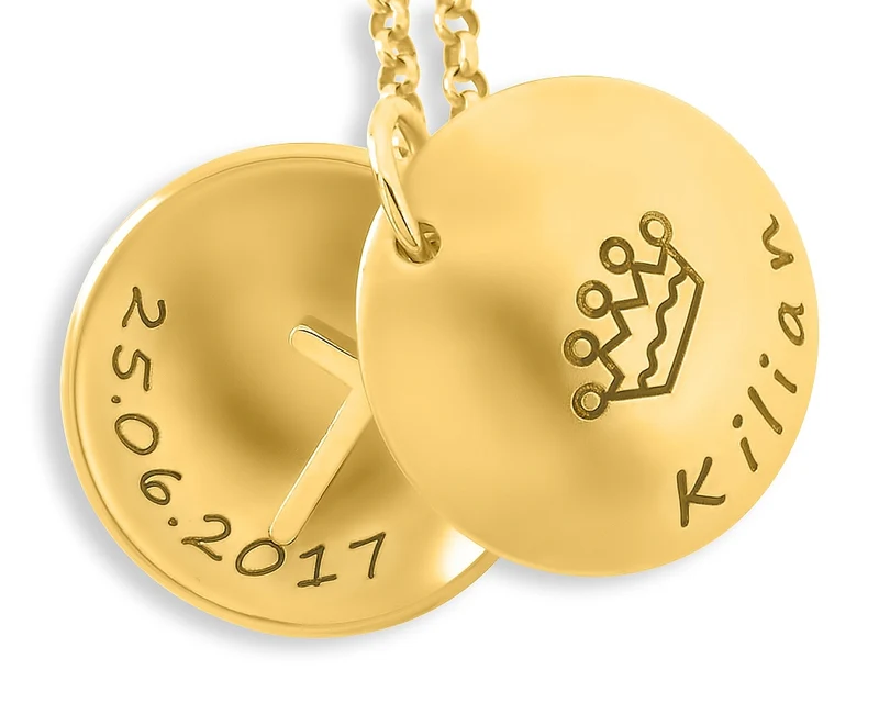 MEDAILLON VERGOLDET, TAUFGESCHENK, SCHMUCK ZUR TAUFE,