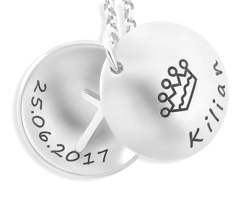 TAUFMEDAILLON SILBER, TAUFSCHMUCK MIT GRAVUR, GESCHENK ZUR TAUFE