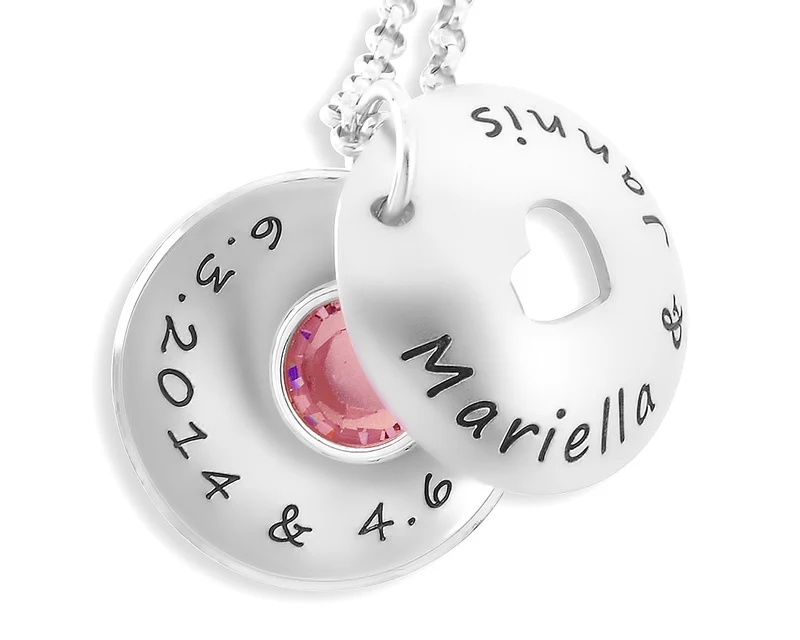 TAUFKETTE 925 SILBER MEDAILLON HERZ TAUFSCHMUCK MIT GRAVUR
