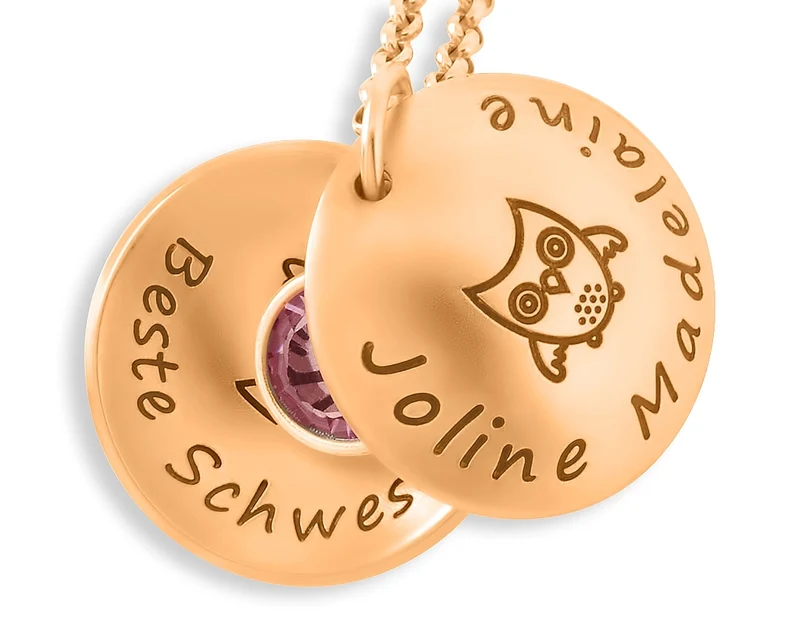 TAUFKETTE ROSÉ VERGOLDET, MEDAILLON ZUR TAUFE, NAMENSSCHMUCK,