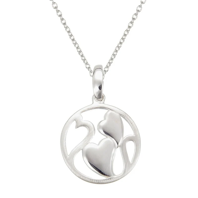 Grace Silver Double Hearts Pendant Necklace