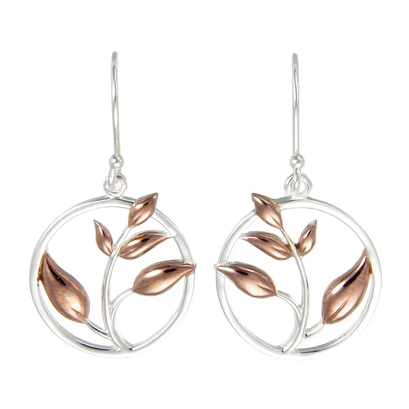 Grace Silver Tulip Drop Earrings with Rose Gold