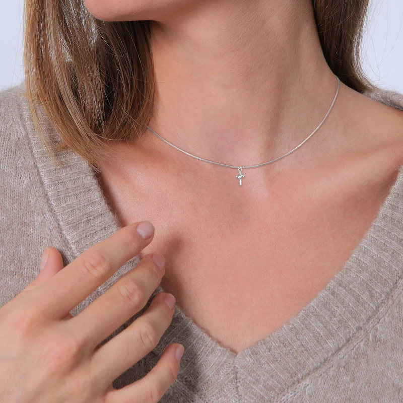 Choker Kreuz | Mit Kristallen von Swarovski® (Weiß)