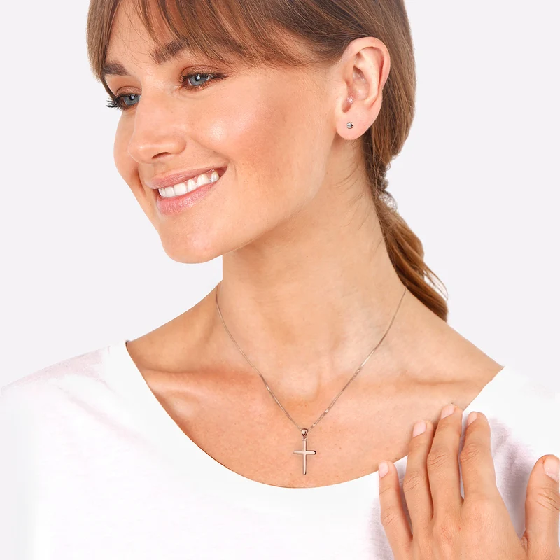 Schmuckset Kreuz | Mit Kristallen von Swarovski® (Weiß)