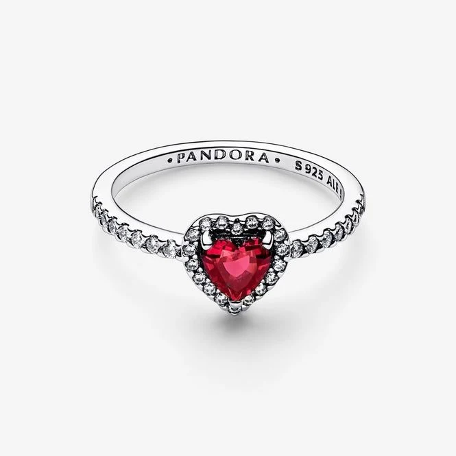 Elevated Red Heart Ring, Size 54