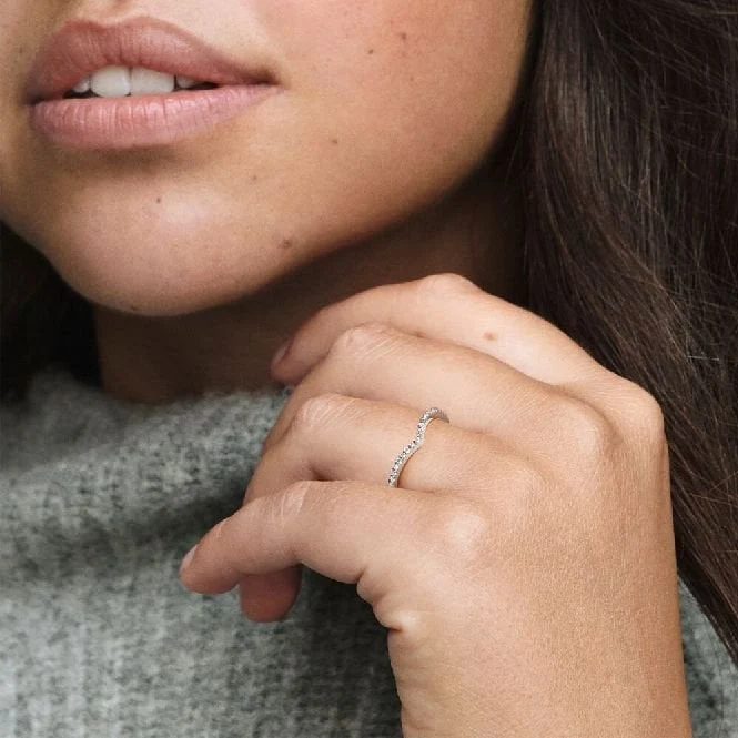 Sparkling Wishbone Ring, Size 44