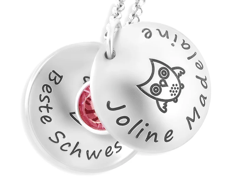 TAUFKETTE MIT NAMEN, TAUFSCHMUCK MIT GRAVUR, MEDAILLON KETTE