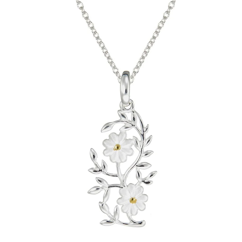 Grace Silver Flower Bouquet Pendant Necklace with Gold