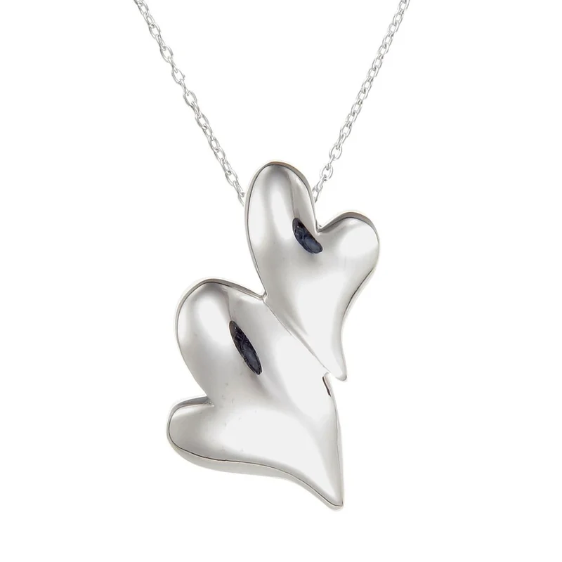 Grace Silver Puffed Hearts Pendant Necklace