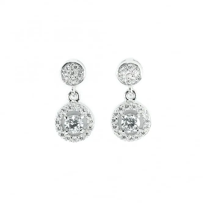 Silver & CZ Double Drop Earrings