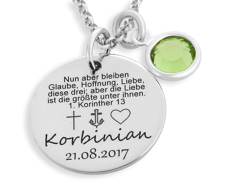 925 SILBER KETTE MIT GRAVUR KINDERSCHMUCK TAUF JUNGEN TAUFKETTE MIT NAMEN