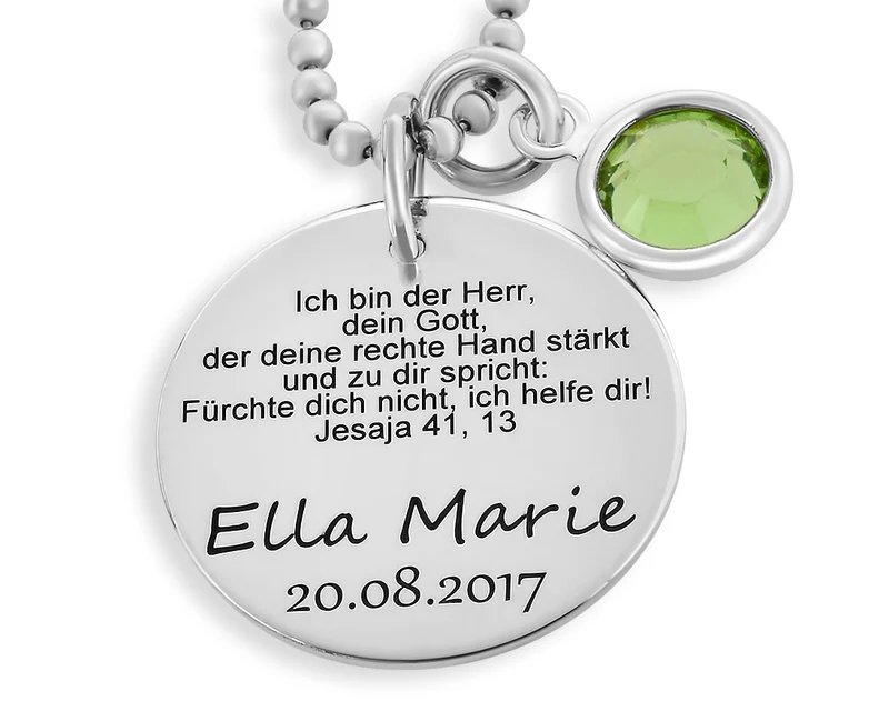 SILBERSCHMUCK ZUR TAUFE, GEBURT, KETTE MIT GRAVUR, TAUFE