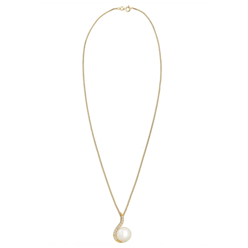 Halskette | Süßwasserperle, Diamant (Weiß, 0,055 ct)