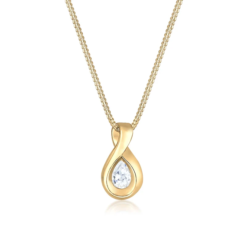 Halskette Infinity Anhänger | Zirkonia (Weiß)